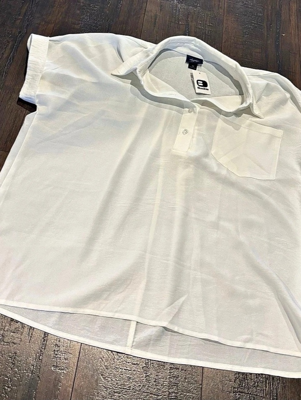 Buckle White Polo Shirt Size Medium NWT